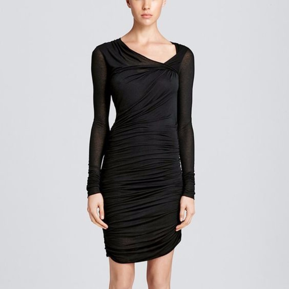 Helmut Lang Black Ruched Dress