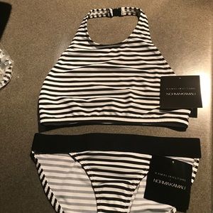 Norma Kamali striped chuck top & bottom set