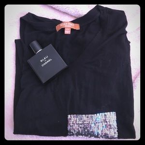 Ellen Tracy Sequined Pocket Tee