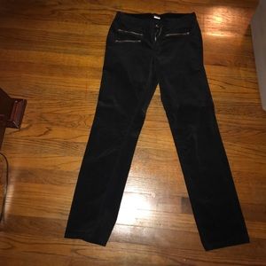 Corduroy zipper detail black jeans