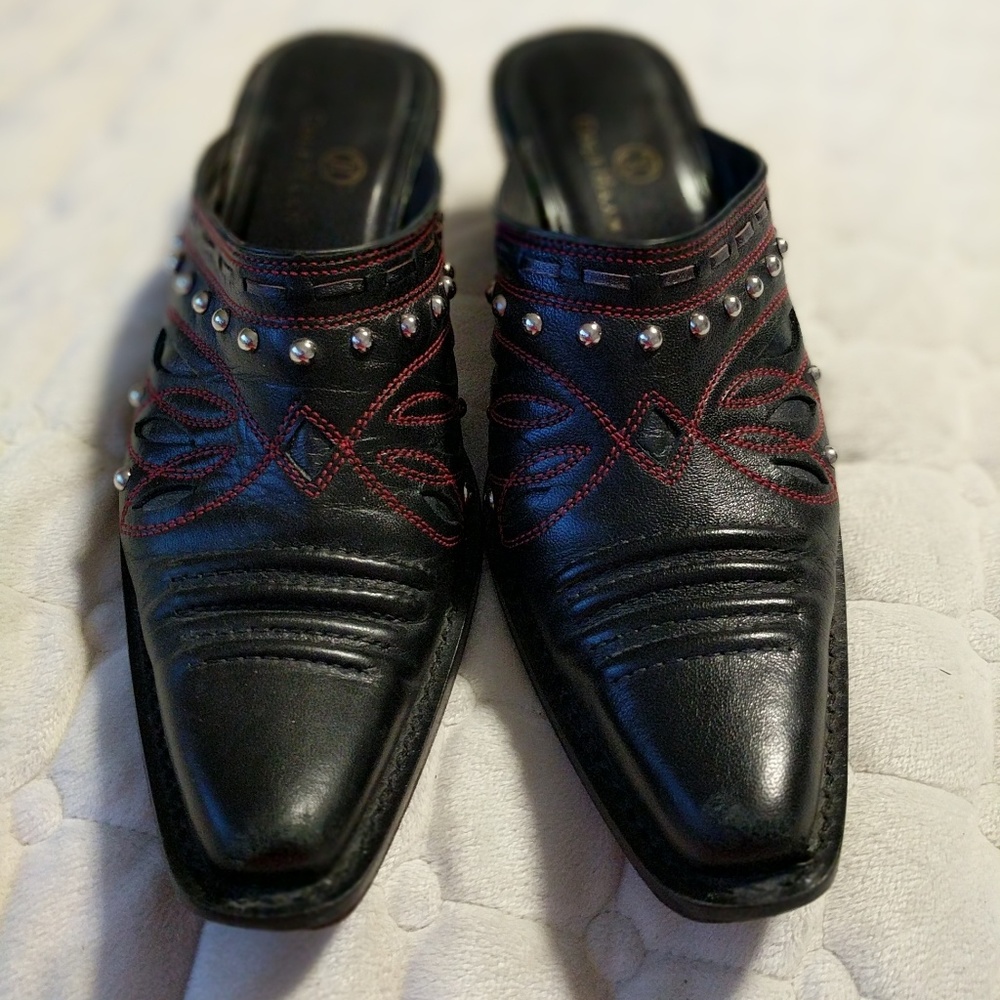 Cole Haan Black Red Mule Boots Size 6.5 B