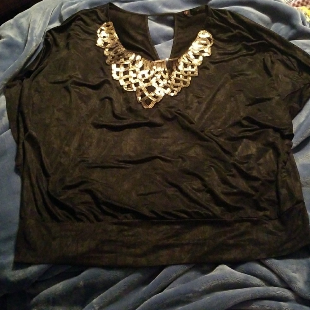 Heartsoul Black Silky top. Size 2X