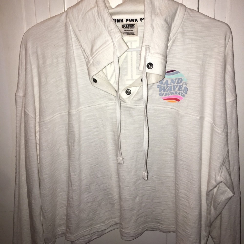 PINK Crop Top Thin Sweater- Quarter Zip