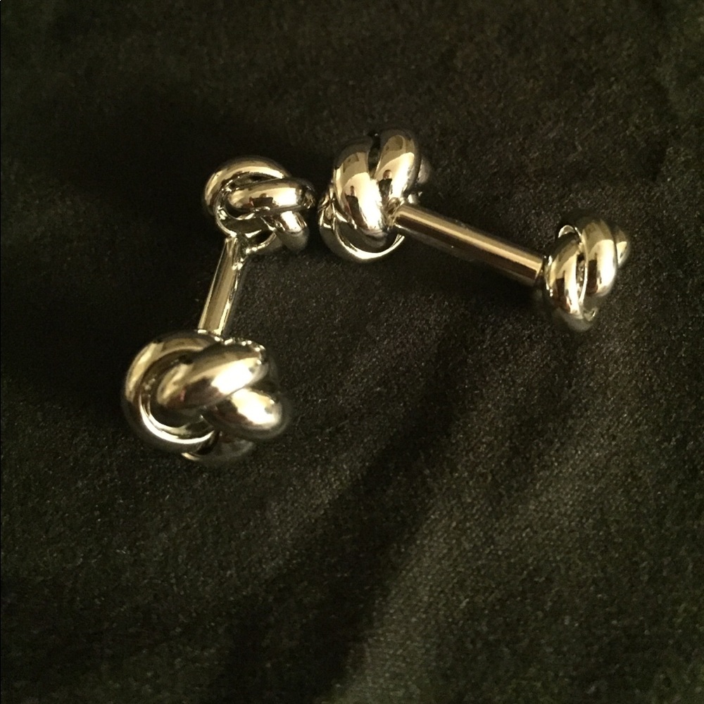 Sterling silver knotted cuff links