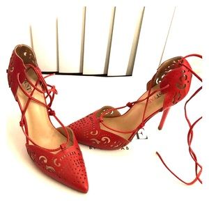 Red high heel shoes
