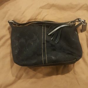 Black Coach shimmer bag with snakeskin handle