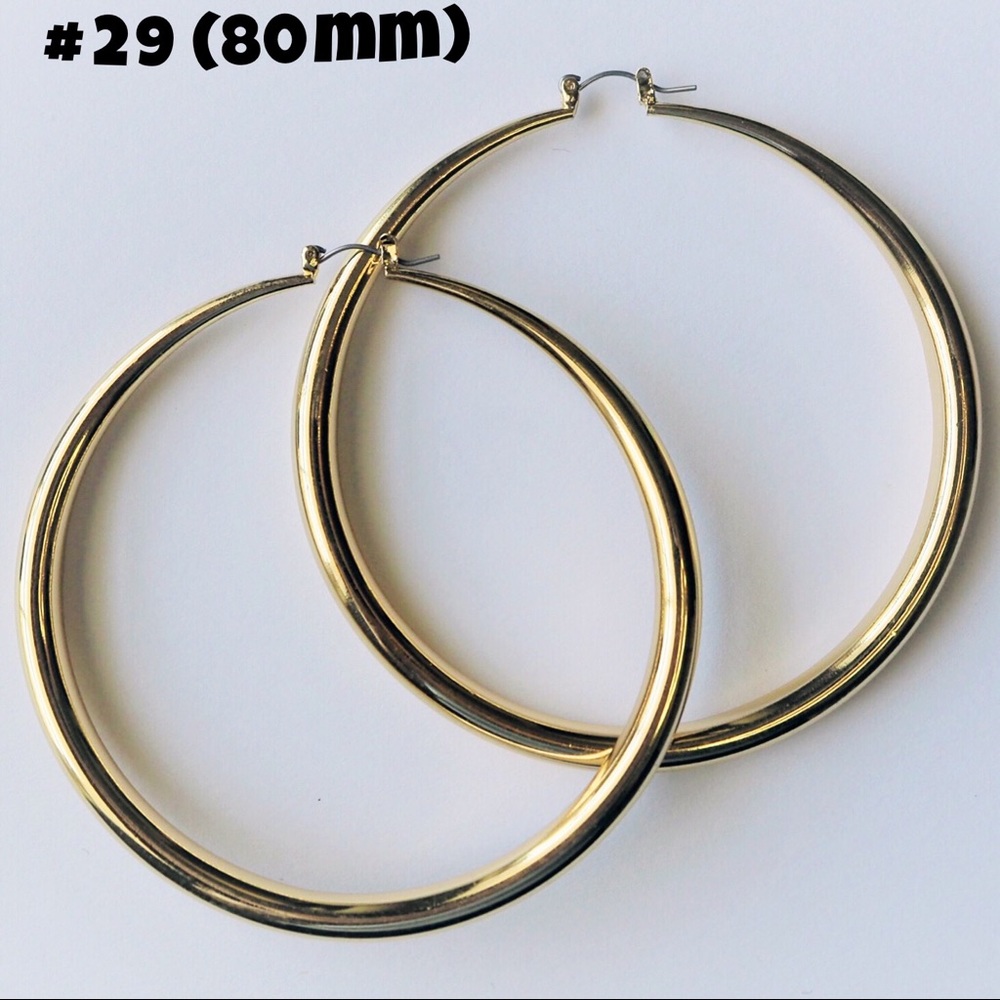 #28 Gold Tone Hollow Hoop 80mm