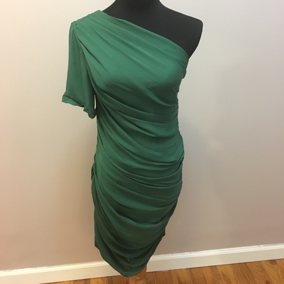 halston heritage green dress