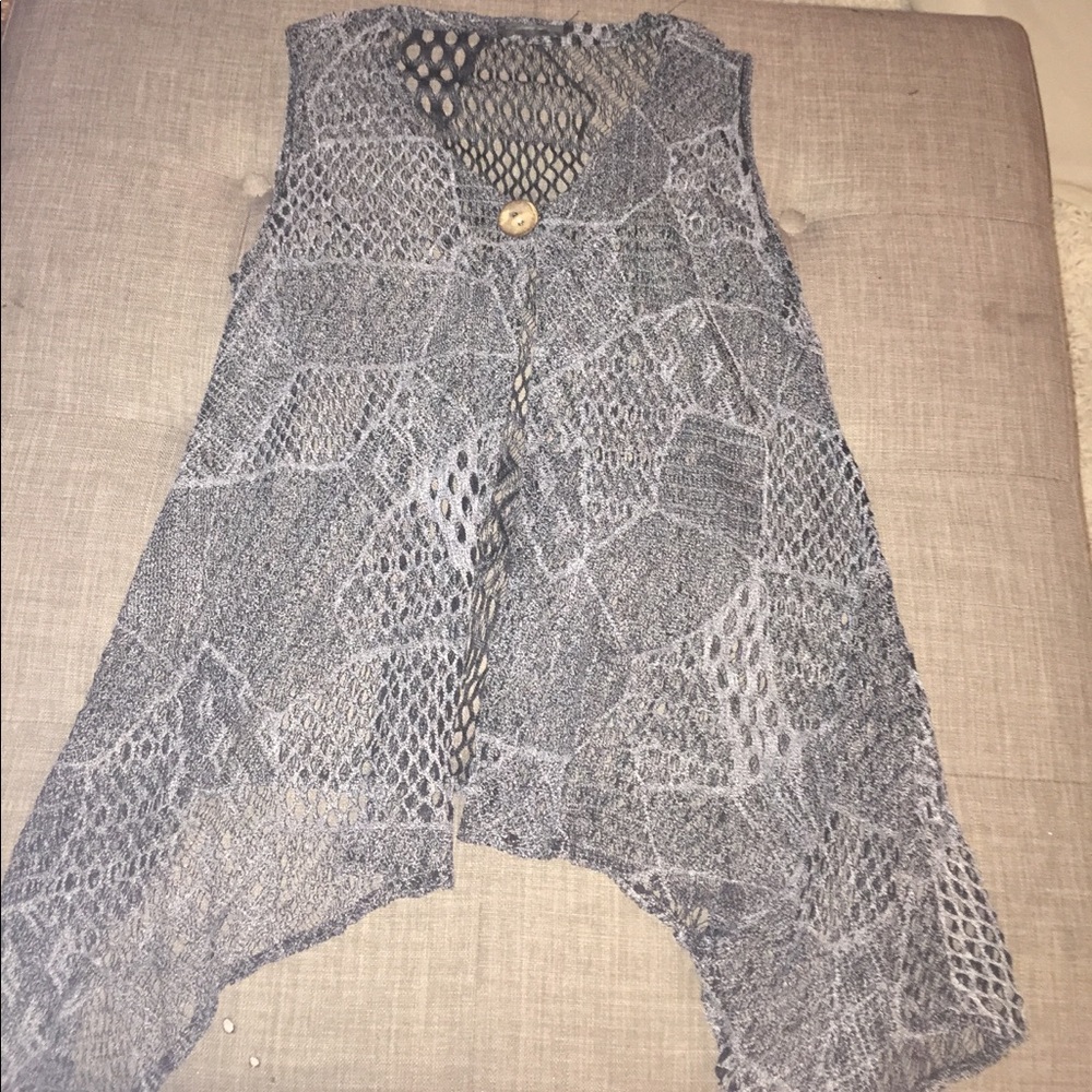 Open Knit Patchwork Lace Vest OSFM