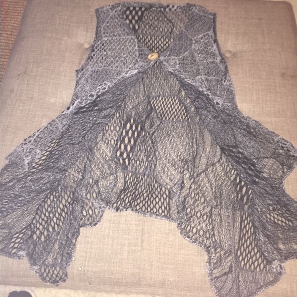 Open Knit Patchwork Lace Vest OSFM - Picture 2 of 4