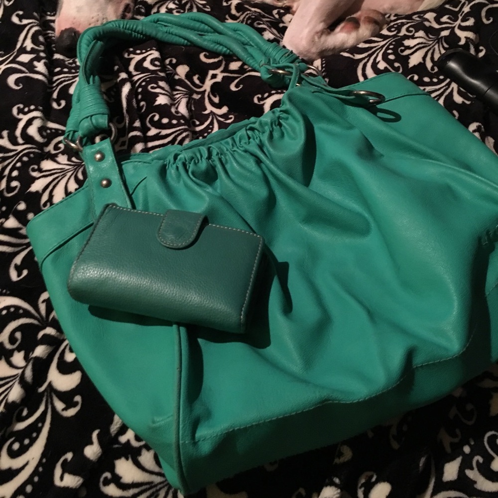 Teal Kirra Shoulder Bag with matching wallet