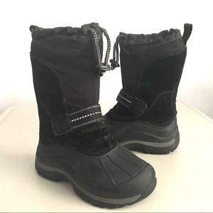LL BEAN SNOW BOOTS Velcro String Black Suede Sz 10