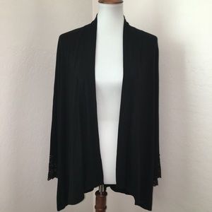Soma Black Lace Arm Trim Open Cardigan Sz M