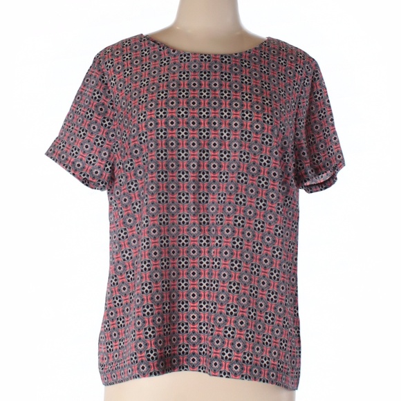 J. Crew Tops - EUC J. Crew Pattern Blouse Blue Pink - Large