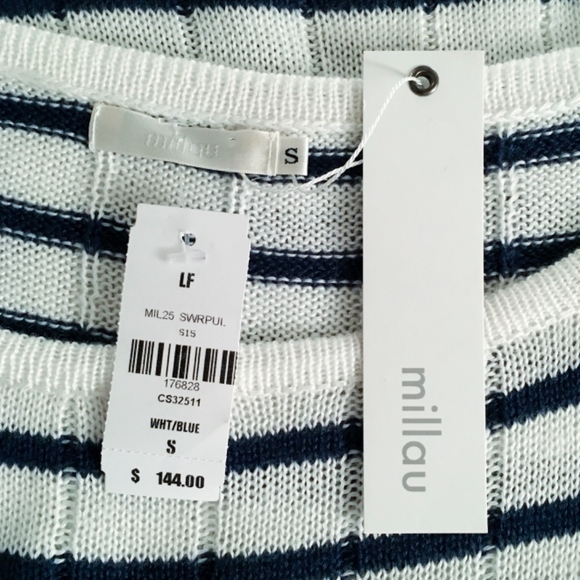 [lf] millau crop boxy s/s striped sweater - Picture 3 of 7