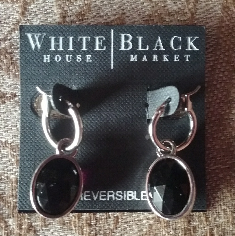WHBM Reversible dangle earrings (blk & prpl)
