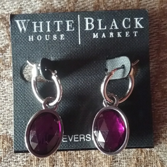 WHBM Reversible dangle earrings (blk & prpl) - Picture 2 of 2
