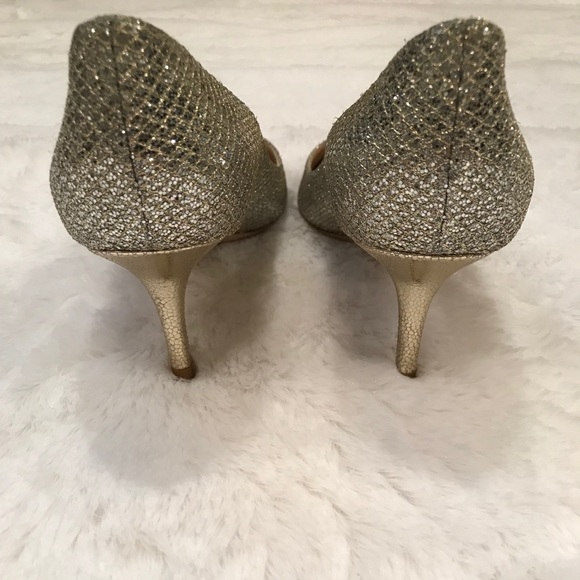SOLD! Jimmy Choo Champagne Peep Toe Pumps - Picture 4 of 8