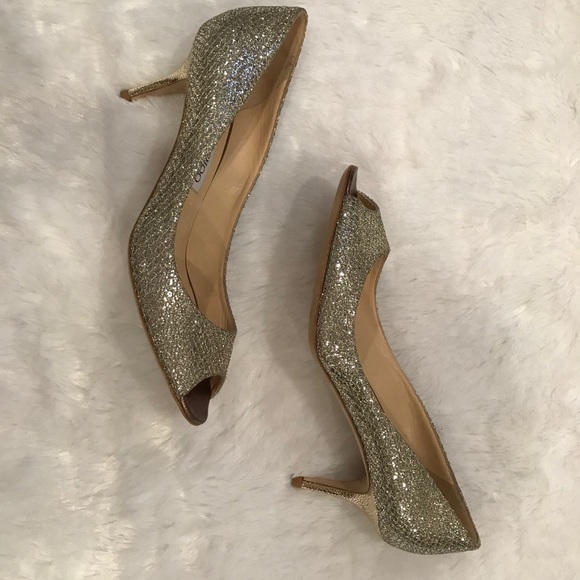 SOLD! Jimmy Choo Champagne Peep Toe Pumps - Picture 6 of 8