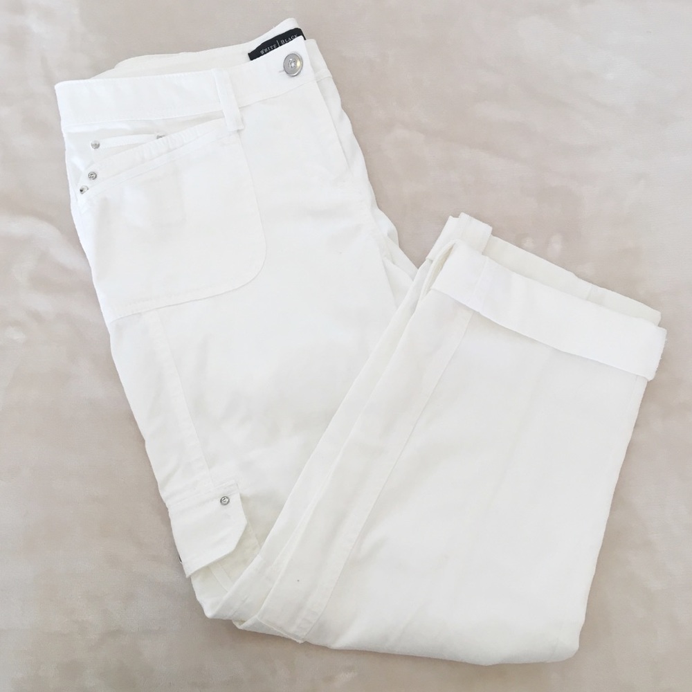 WHBM Capri Cargo Cropped White Pants Sz 4