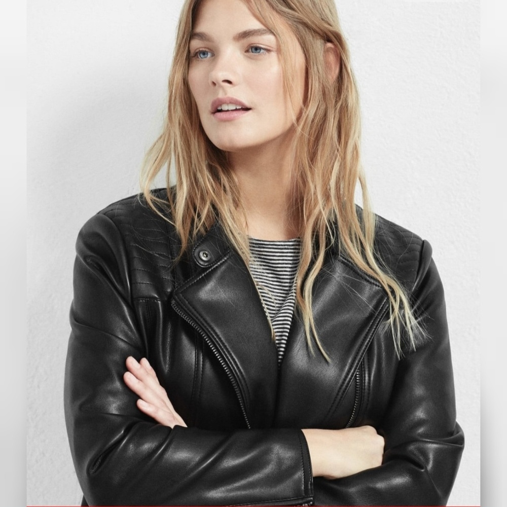 Faux Leather Motojacket. Violeta by Mango brand.
