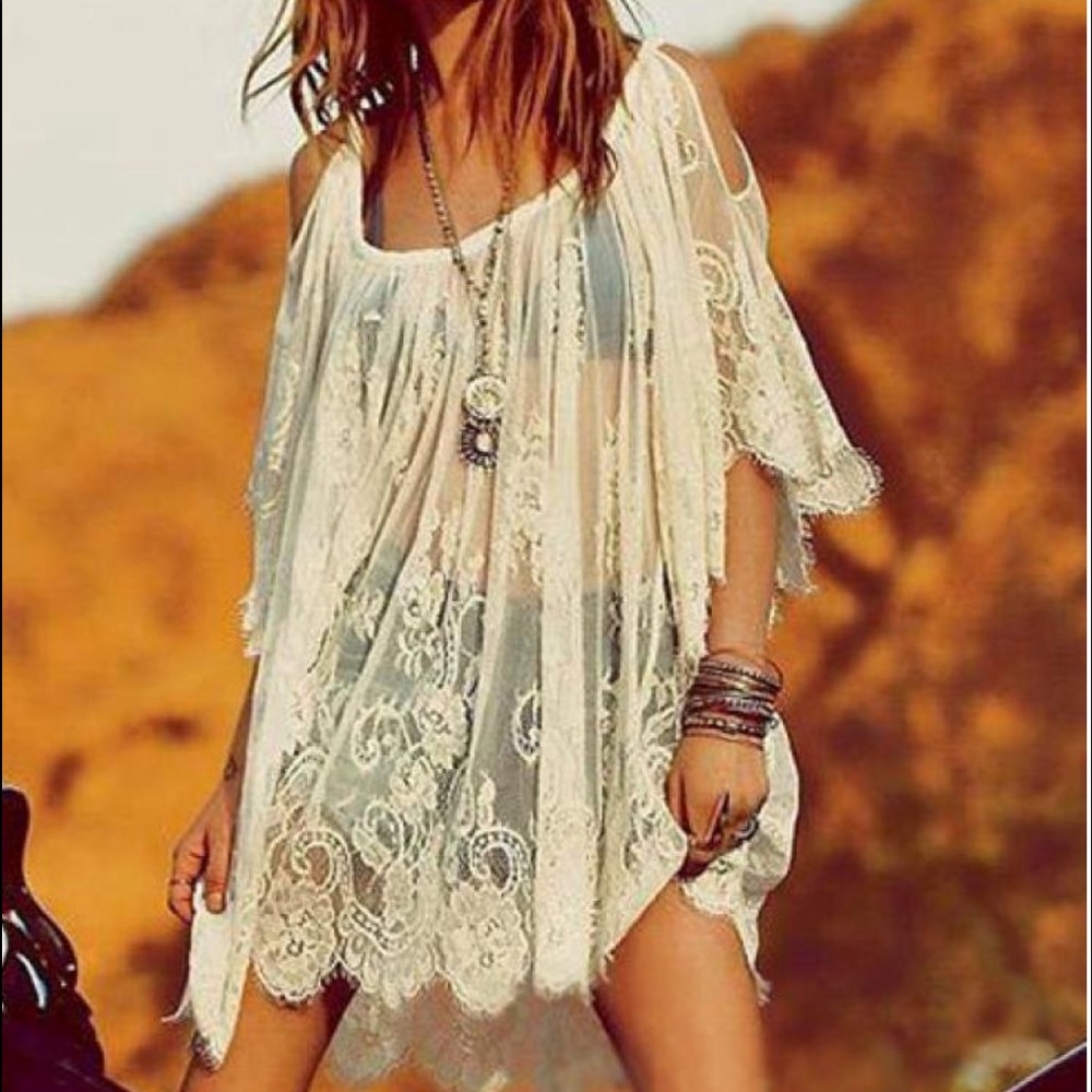 🌴WHITE LACE BOHO DRESS🍍 - Picture 2 of 6