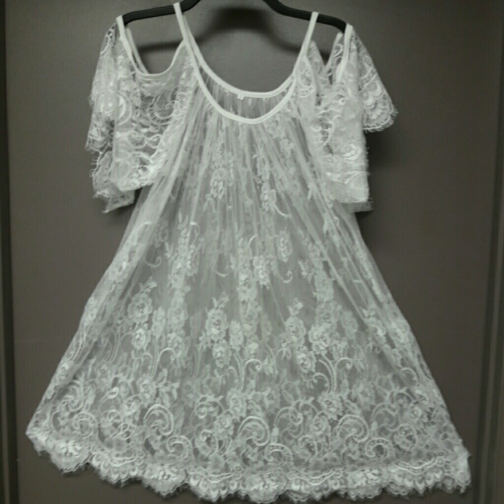 🌴WHITE LACE BOHO DRESS🍍 - Picture 3 of 6