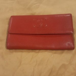 Red Chanel Travel Wallet