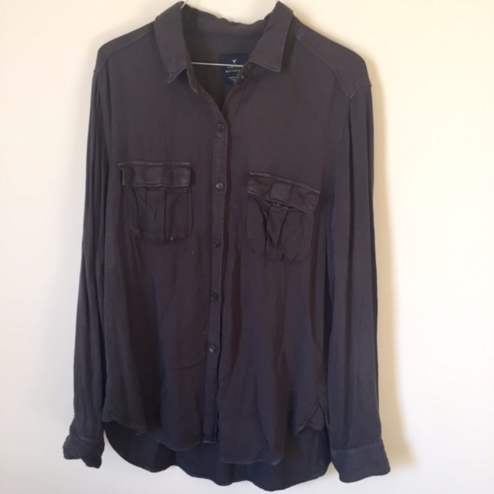 Gray American Eagle Button Down Shirt