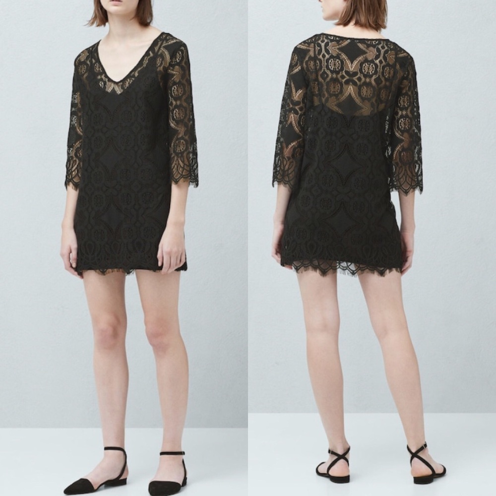 NWT Mango lace flare sleeves dress