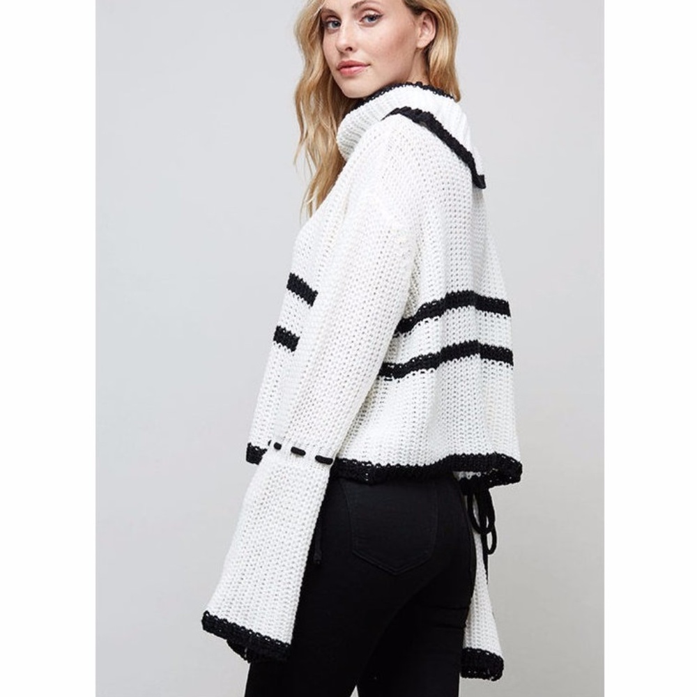 Bell Sleeve Cowl Turtleneck Fashion Sweater Top - Picture 7 of 7