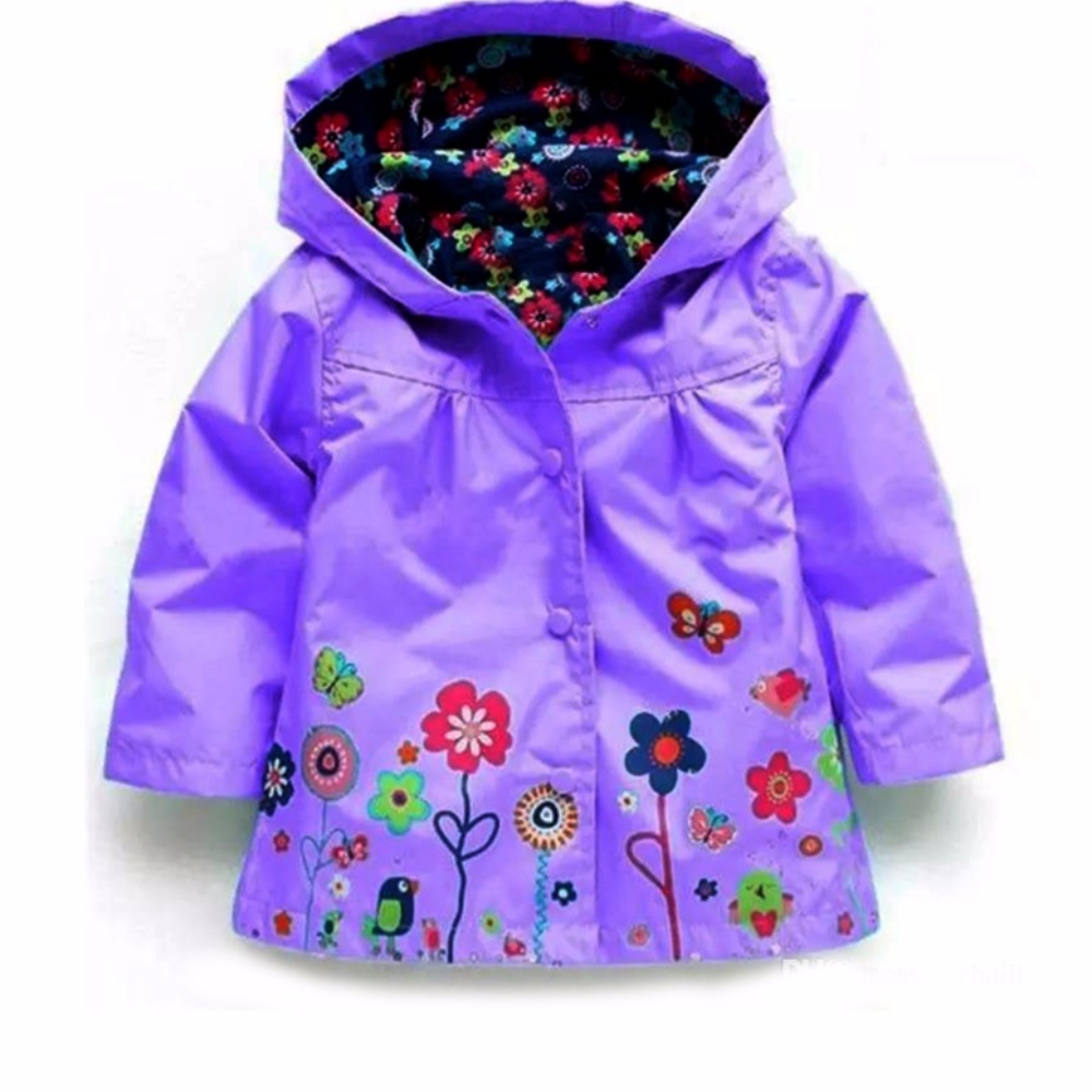 Flower Print Fully Lined Toddler Raincoat
