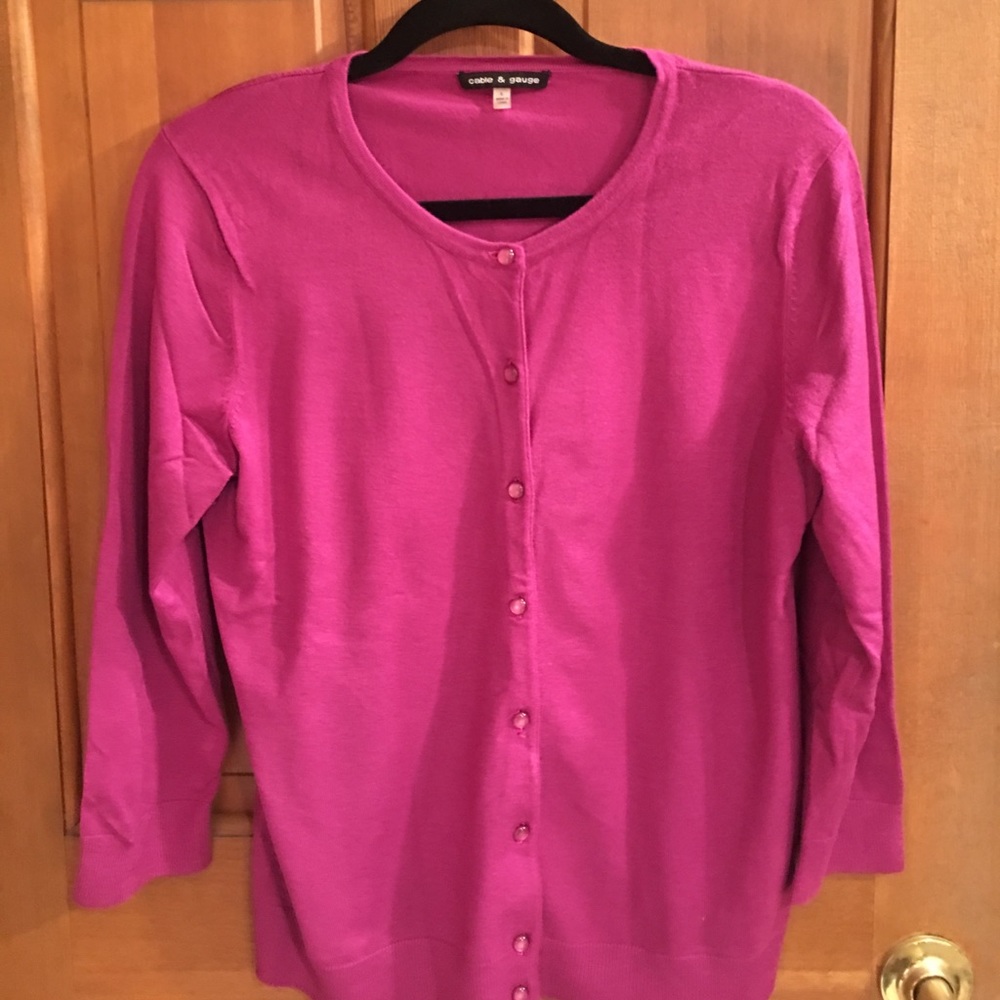 Fun fuchsia colored cardigan!