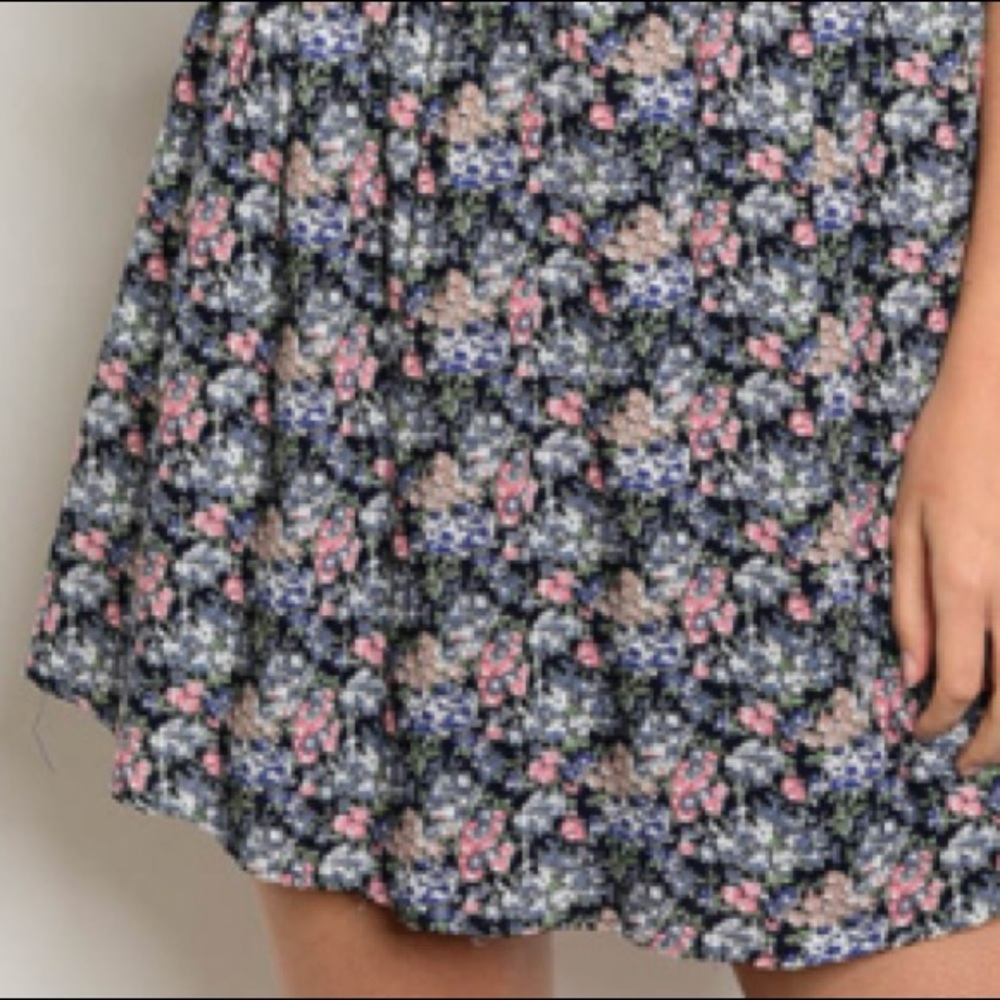 Navy & pink print smock waist printed dress, NEW! - Picture 5 of 8