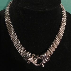 Look of real silver tone mesh necklace