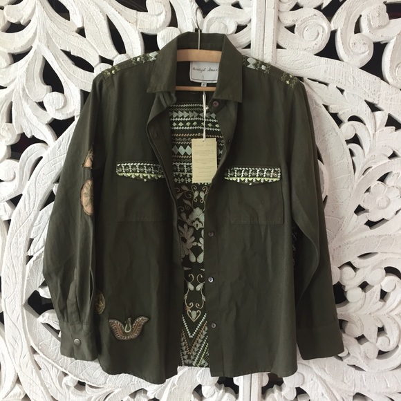 Embroidered Military Green Jacket - Picture 5 of 7