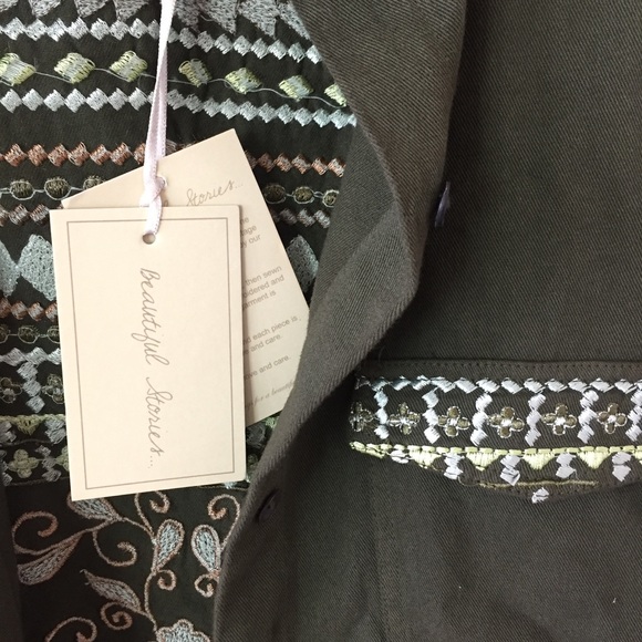 Embroidered Military Green Jacket - Picture 6 of 7