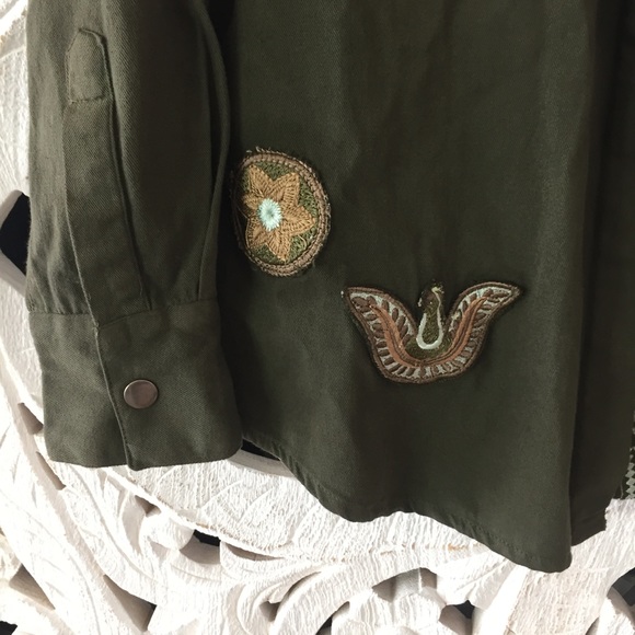 Embroidered Military Green Jacket - Picture 7 of 7