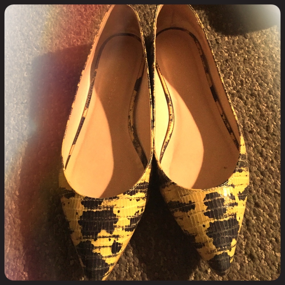Loeffler Randall pointy toe croc flats