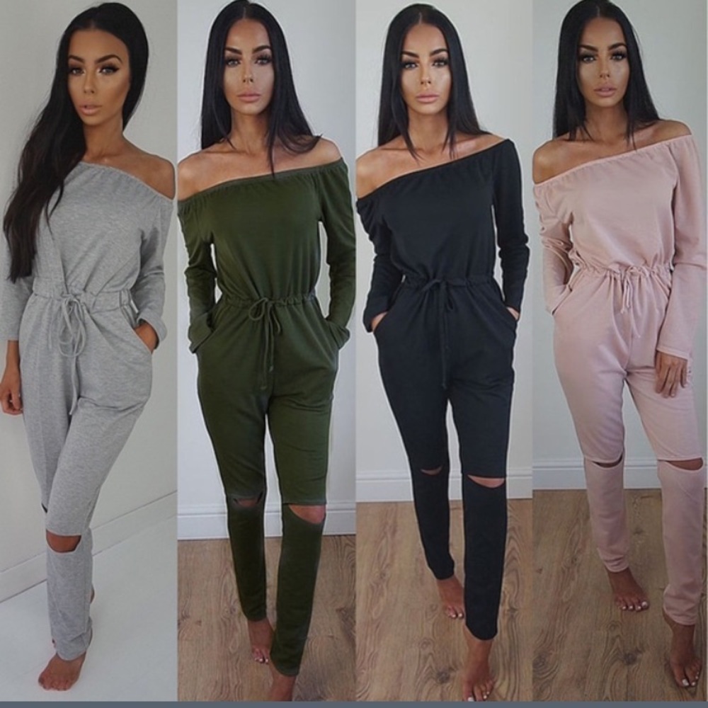 Off shoulder lounging jumpsuit