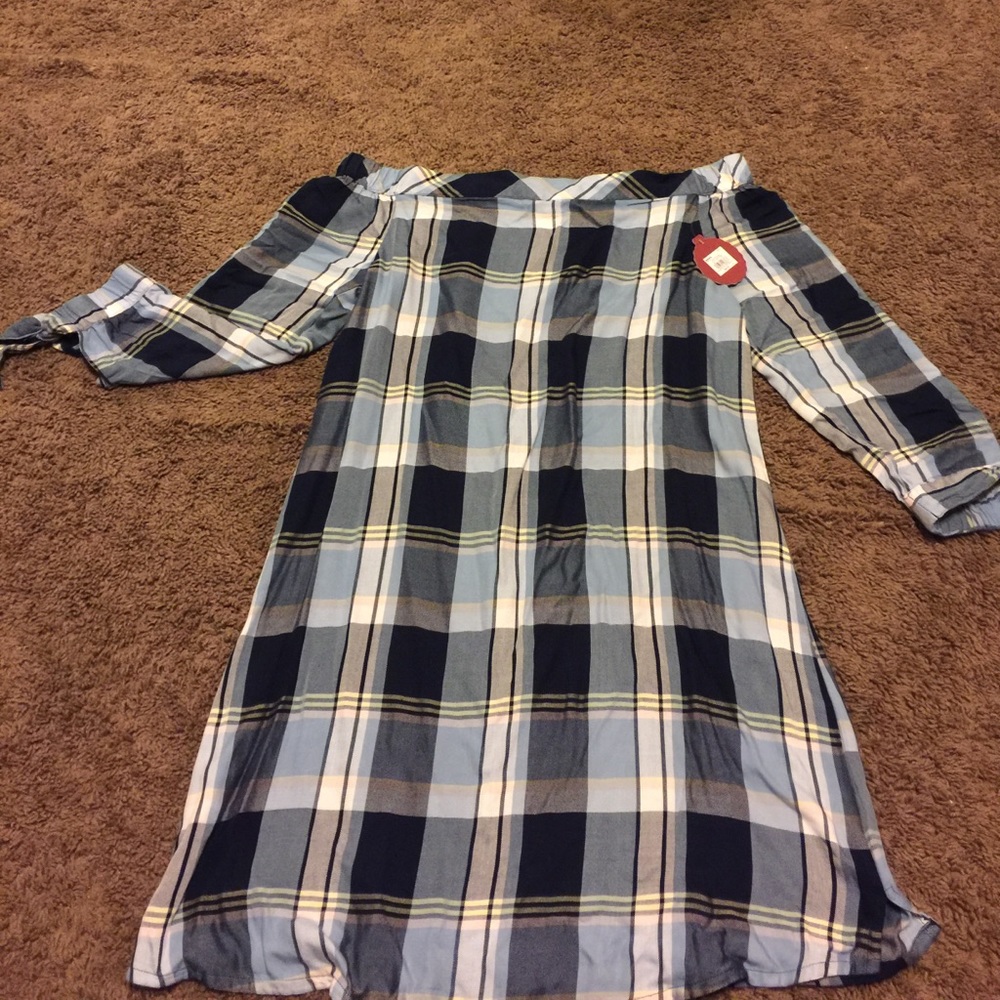 Women's Plaid Off the Shoulder Dress
