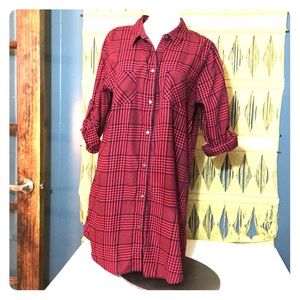 Victoria's Secret Red Black Plaid Buttoned Tunic L