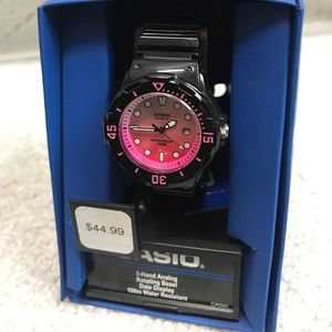 Casio black/pink 3 Hand Analog Watch
