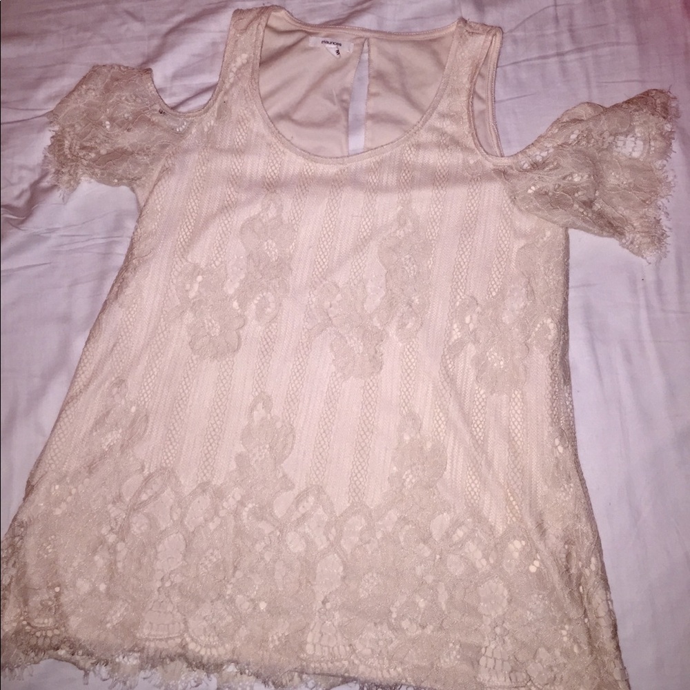 Lace cold shoulder top