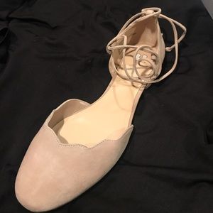 BNIB BP blush suede ankle strap flat