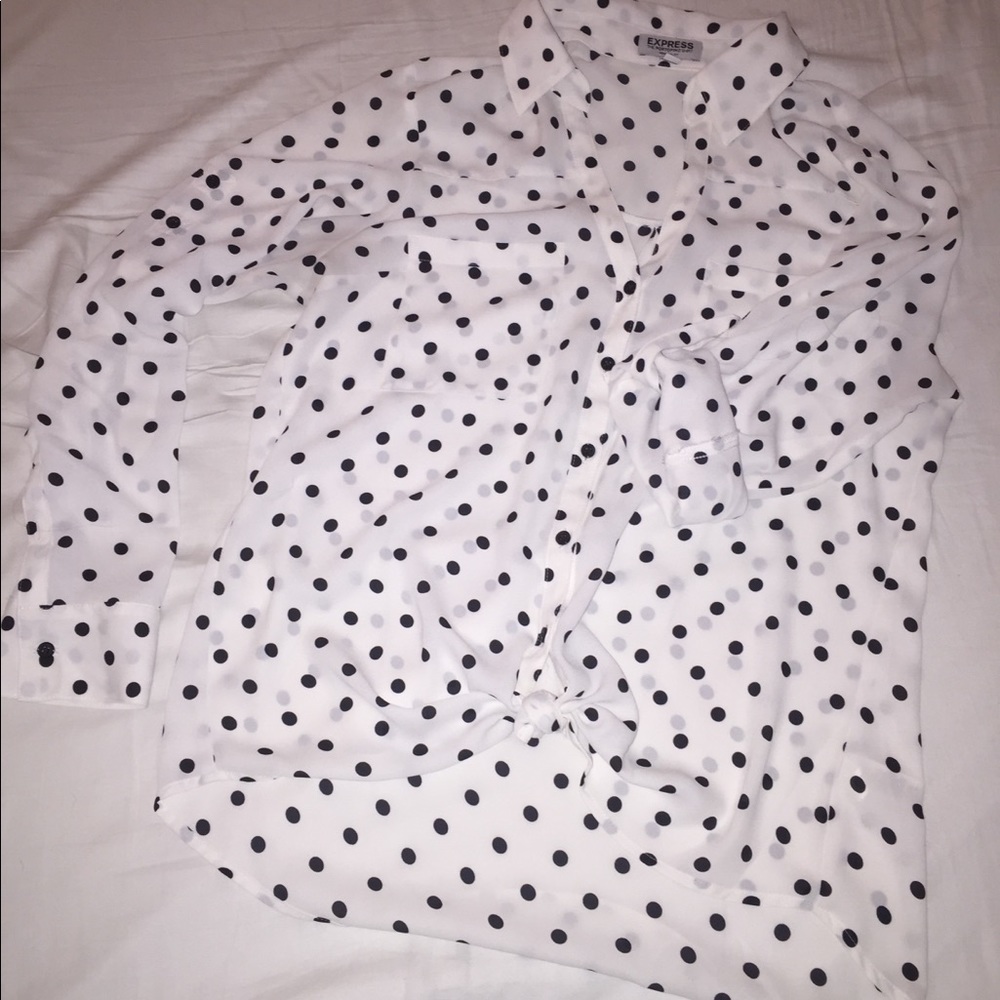 Express Portofino polka dot button down
