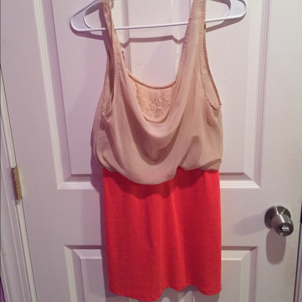 Orange and beige dress