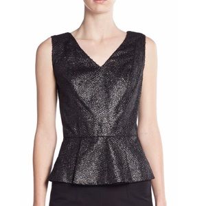 {Tahari}metallic Addyson sleeveless peplum top NYE