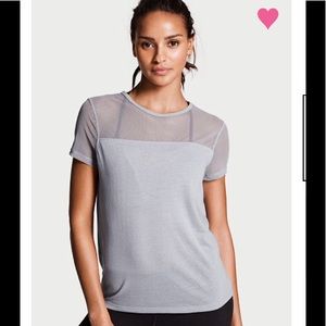 NWT Victoriaโs Secret Light Grey Mesh Tee