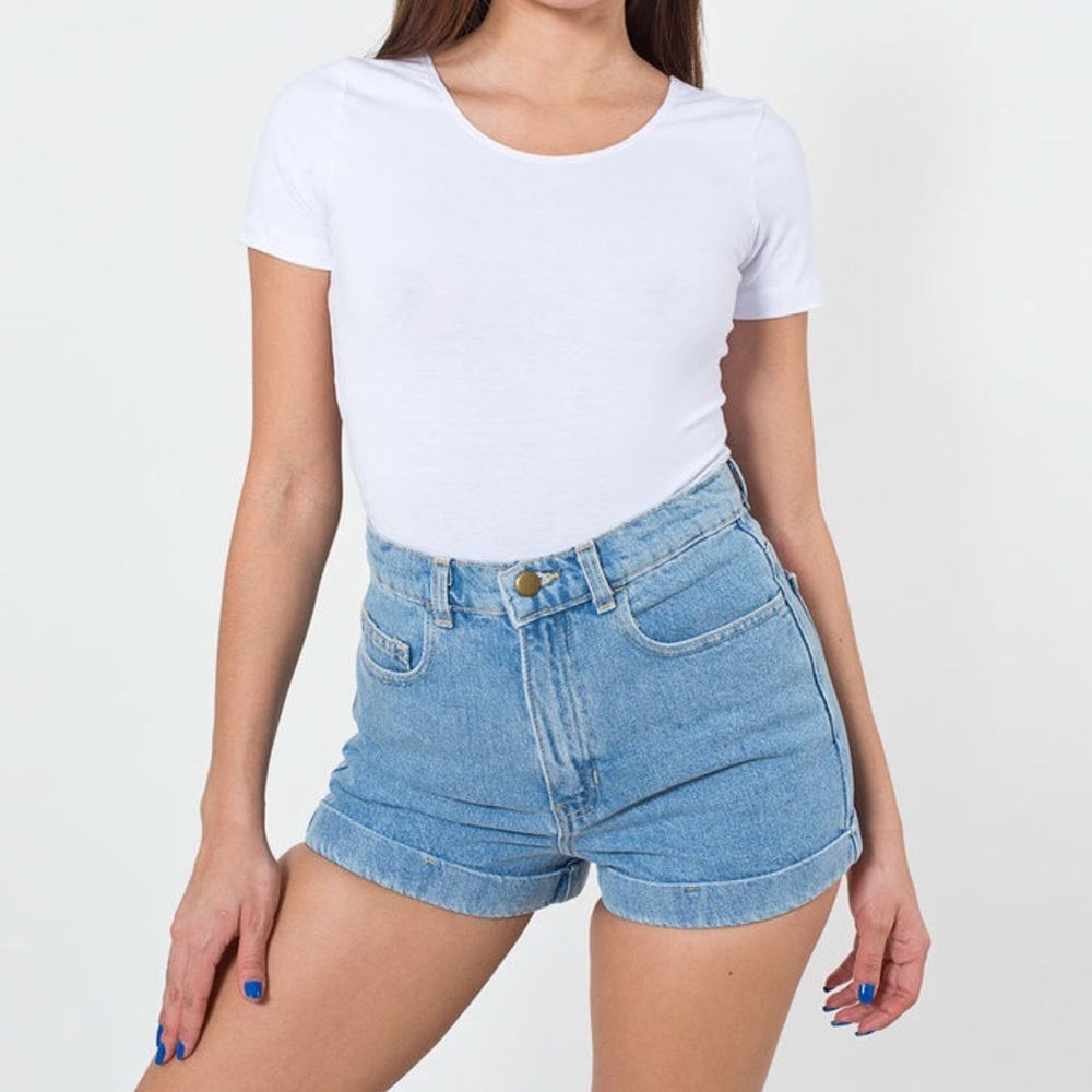 American Apparel Denim High-Waist Light Cuff Short